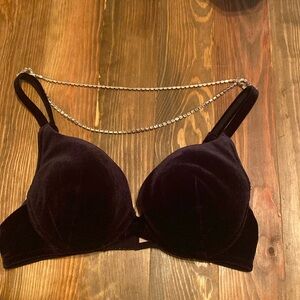 Victoria’s Secret black velvet rhinestone back push-up bra